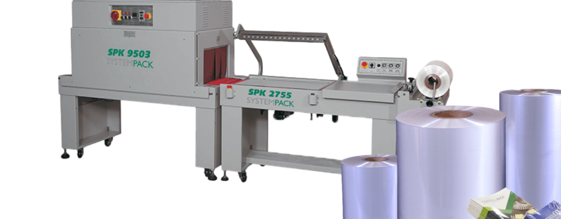 machine thermofilmeuse avec bobines de film retractable